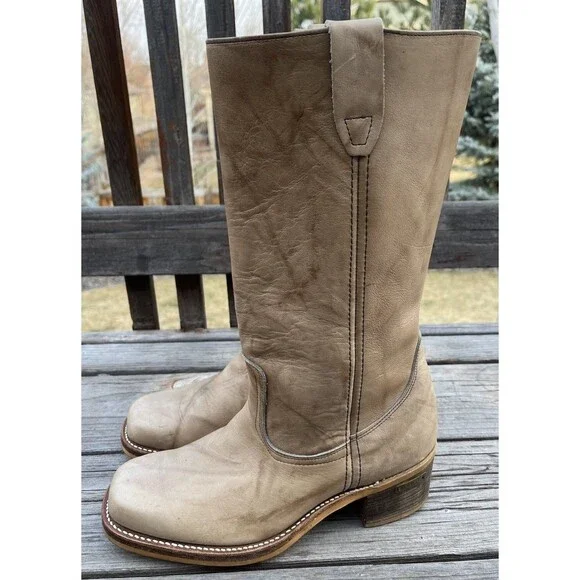 Vintage Wild Country Men's 10D Campus Boots Marbled Leather Square Toe